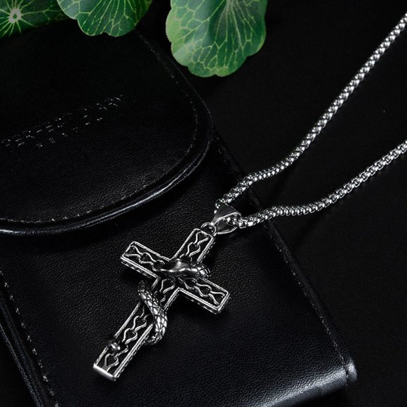 men snake cross necklace - Picture 4 of 4